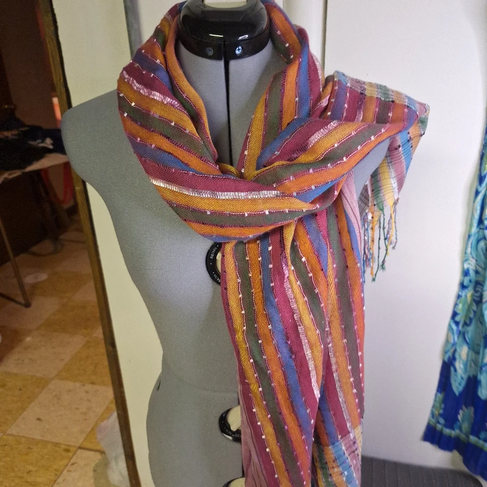 Two Scarves Blue & Rust Colors